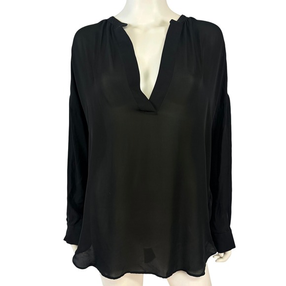 Vince Tops - Vince 100% Silk Black Tunic Blouse V-Neck Minimalist Chic Quite Luxury Capsule M